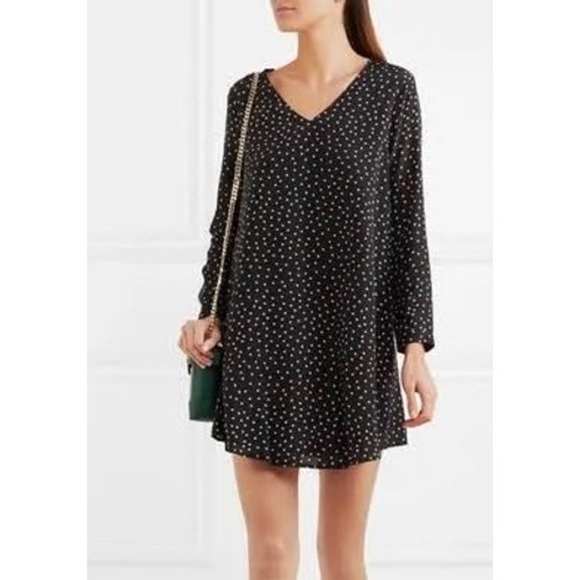 Madewell Star-print Silk Crepe de Chine Mini Dress Black Size Small NWOT - Picture 1 of 7